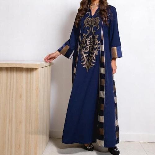 Moroccan Embroidered Abaya: Muslim Maxi Dress, Arab Kaftan Gown - image 3