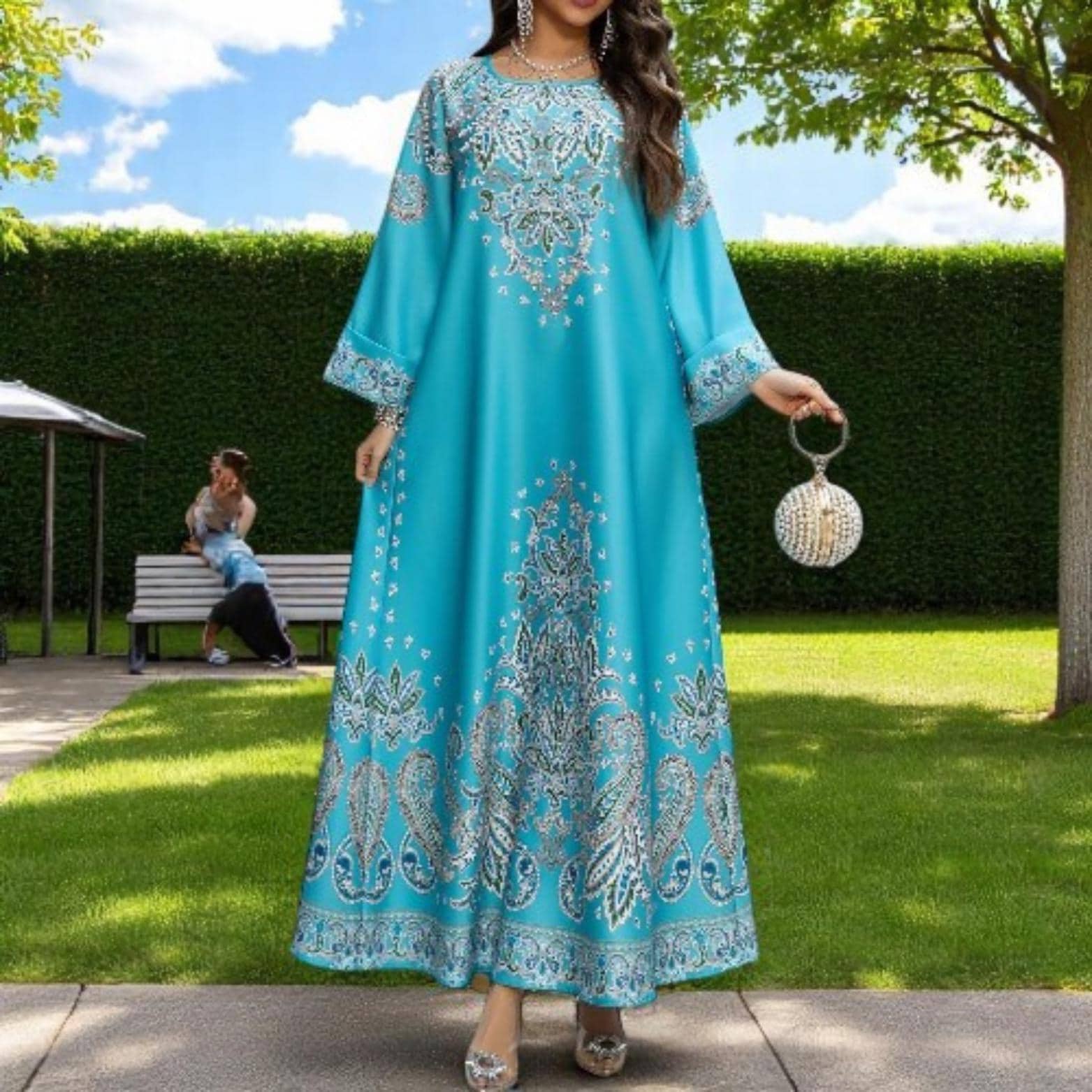 Eid Abaya Dress: Diamond Kaftan Robe - Ramadan Dubai Style - image 3
