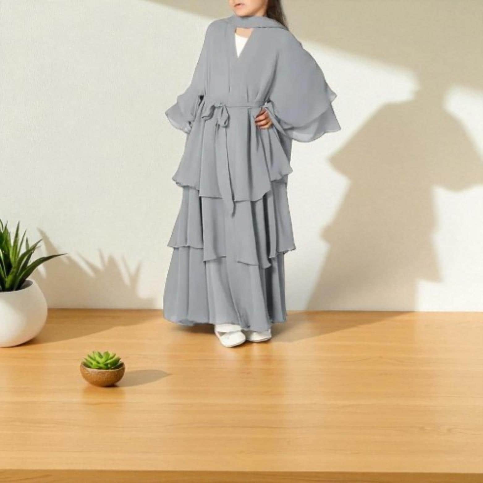 Chiffon Niqab Khimar Abaya: Muslim Prayer Dress for Women & Kids - image 5