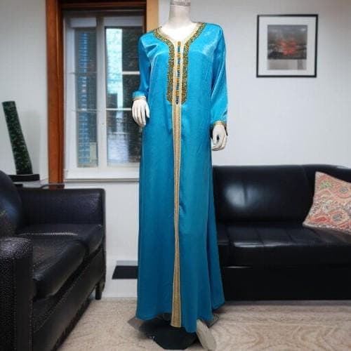 Emerald Green Kaftan Dress: Dubai Jalabiya Ramadan Eid Hijab - image 5