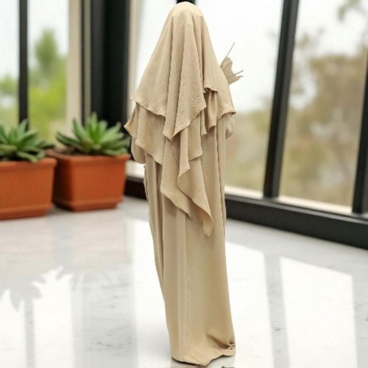 Ramadan Modest Abaya Dress with Headscarf: Islamic Kaftan Robe - image 3