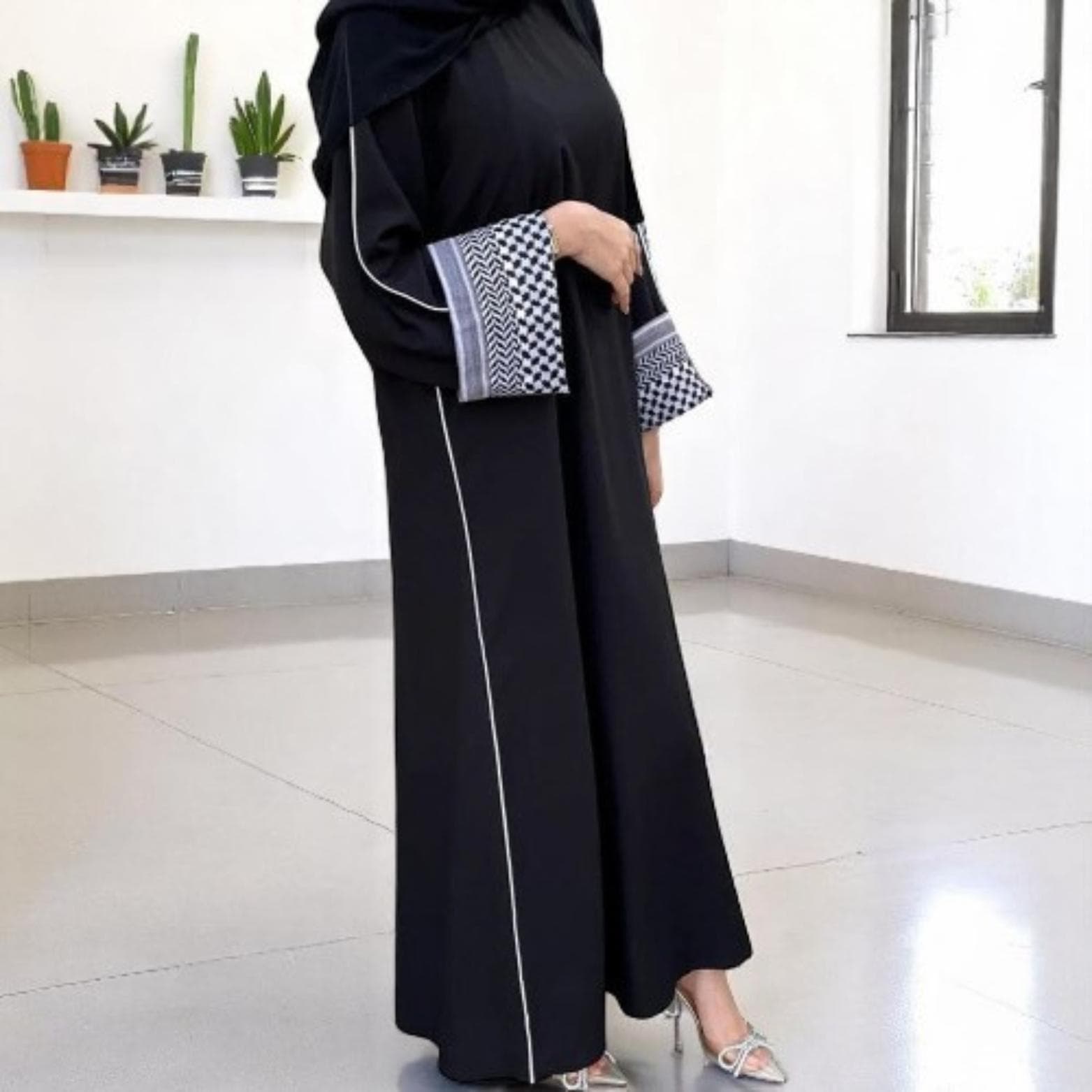 Embroidered Tassel Abaya: Open Front Muslim Cardigan Kaftan - image 3