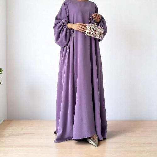 Solid Maxi Abaya Dress: Elegant Ramadan Caftan