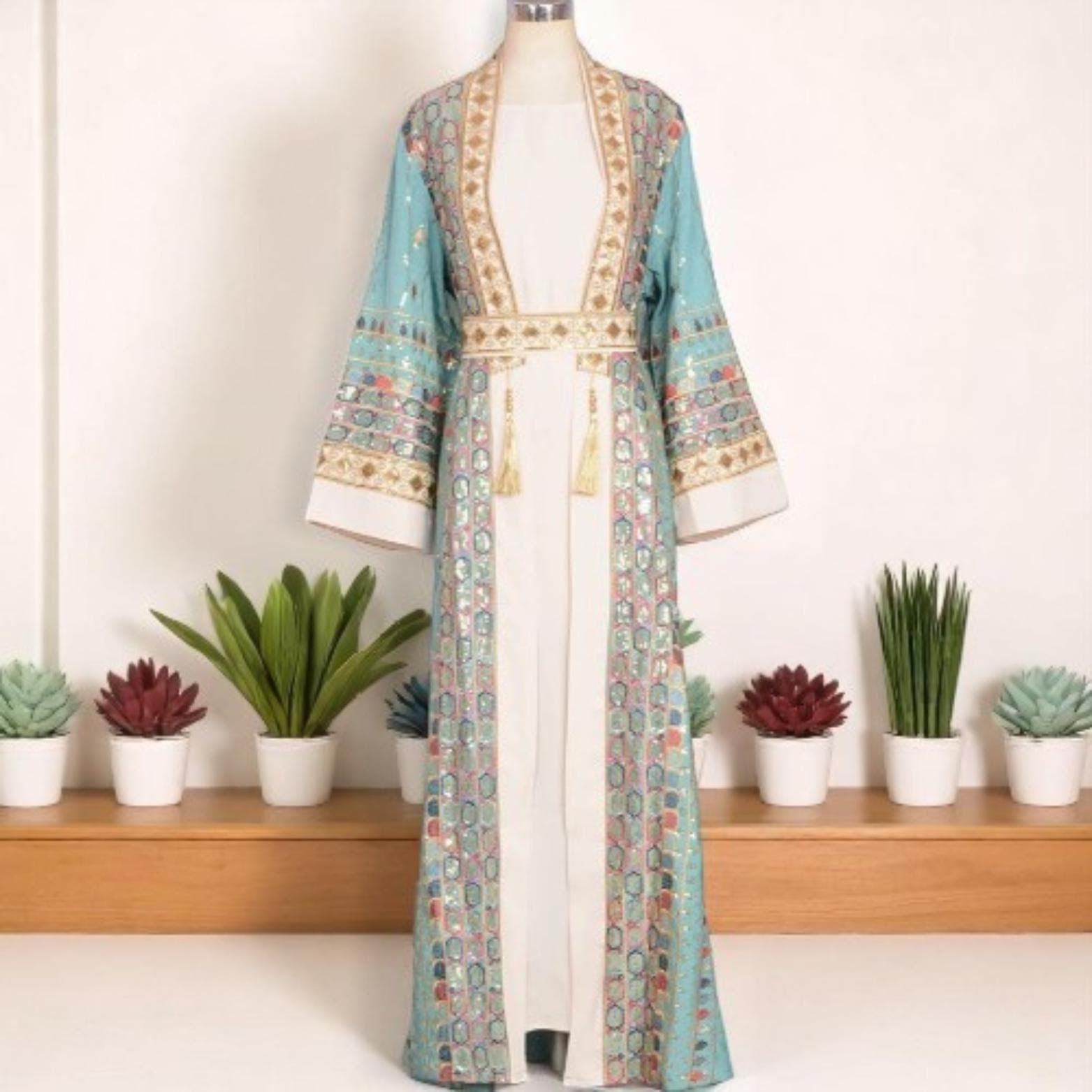 Sequin Embroidered Abaya Dress: Women's Kaftan Jellabiya - image 4