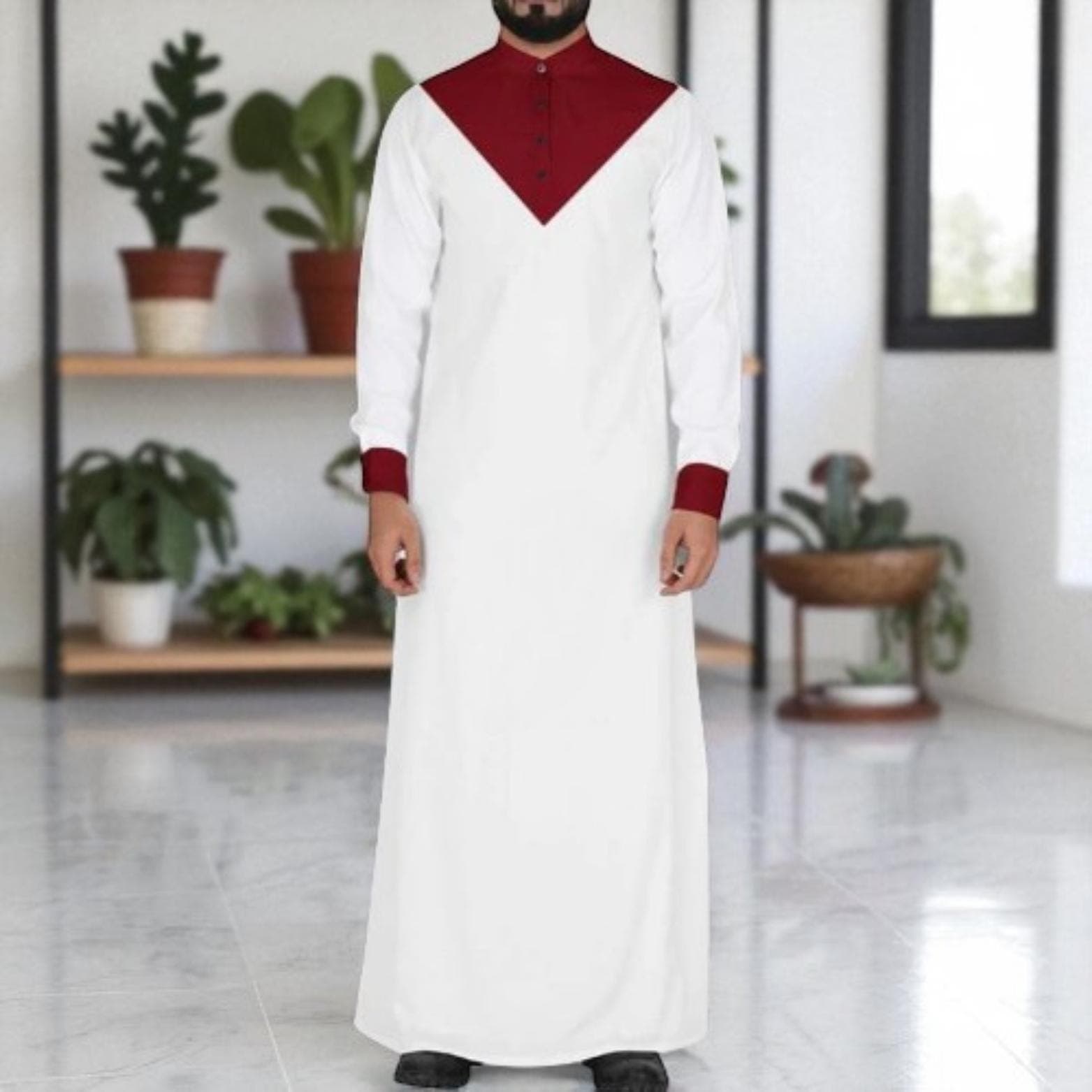 Men's Vintage Islamic Kaftan: Saudi Dubai Long Sleeve Robe - image 4