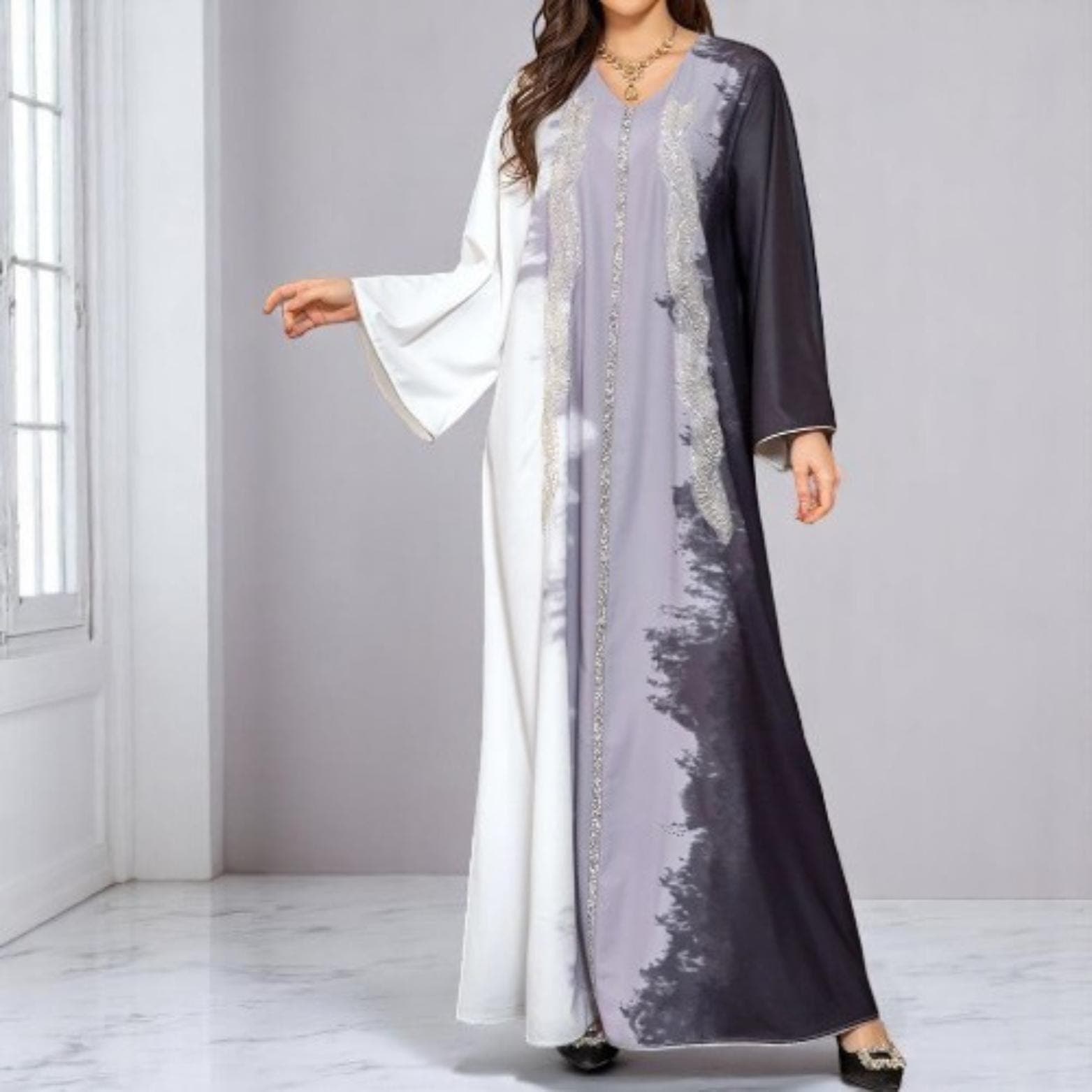 Tie Dye Abaya: Beaded Dubai Fashion Robe - image 3