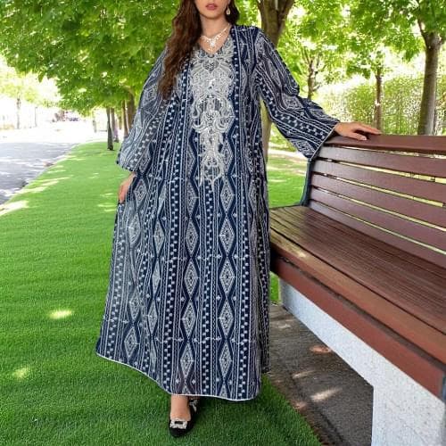 Sequin Embroidered Kaftan: Dubai Muslim Vintage Ethnic Abaya
