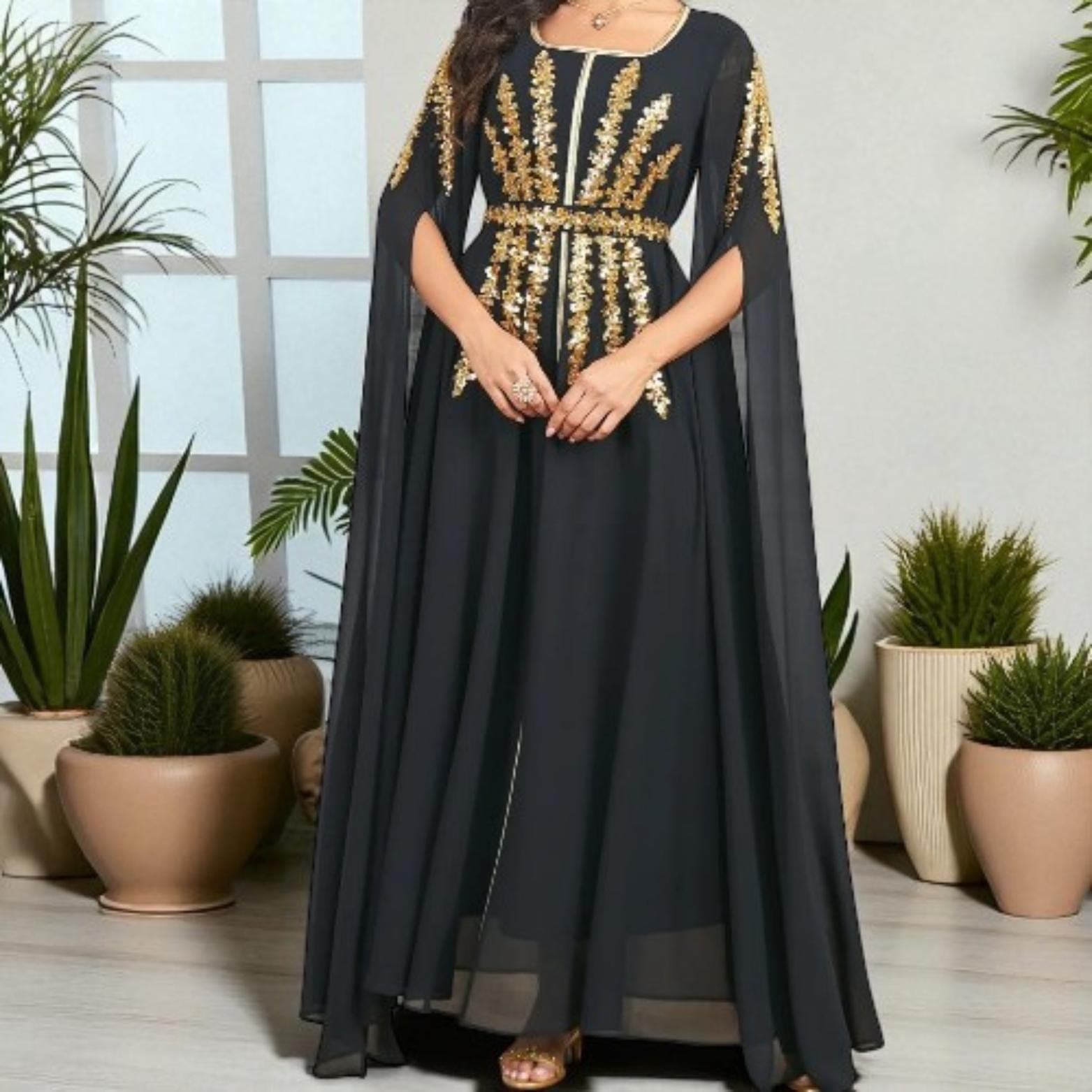 Embroidered Dubai Abaya: Women's Muslim Maxi Dress, Turkey Robe