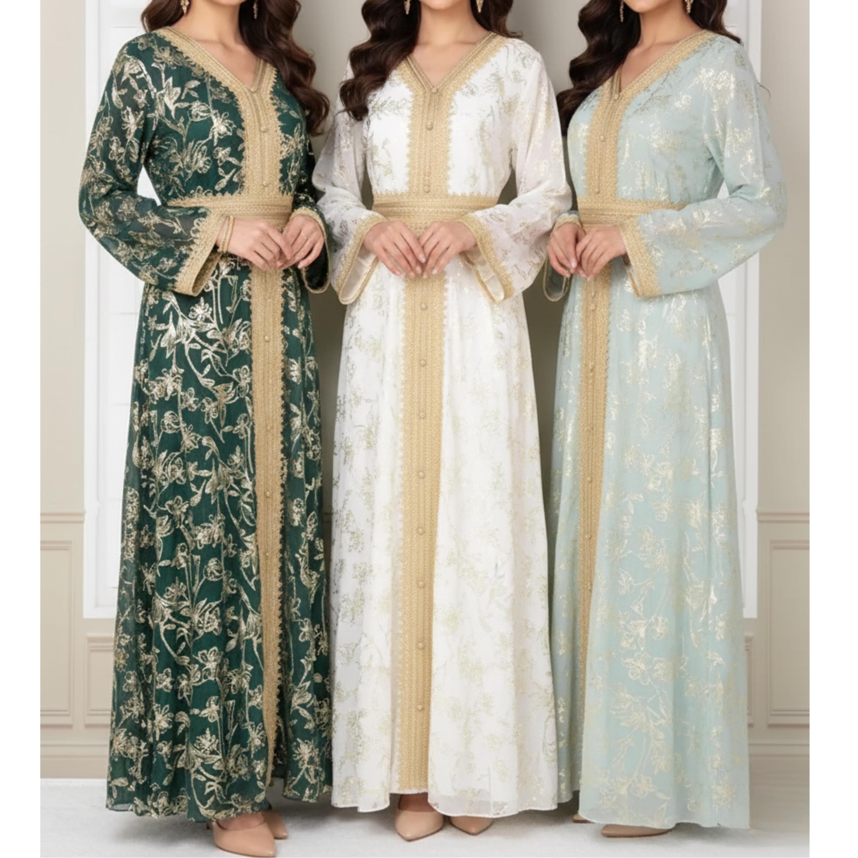 Beaded Satin Abaya Caftan: Dubai Light Luxury Evening Dress