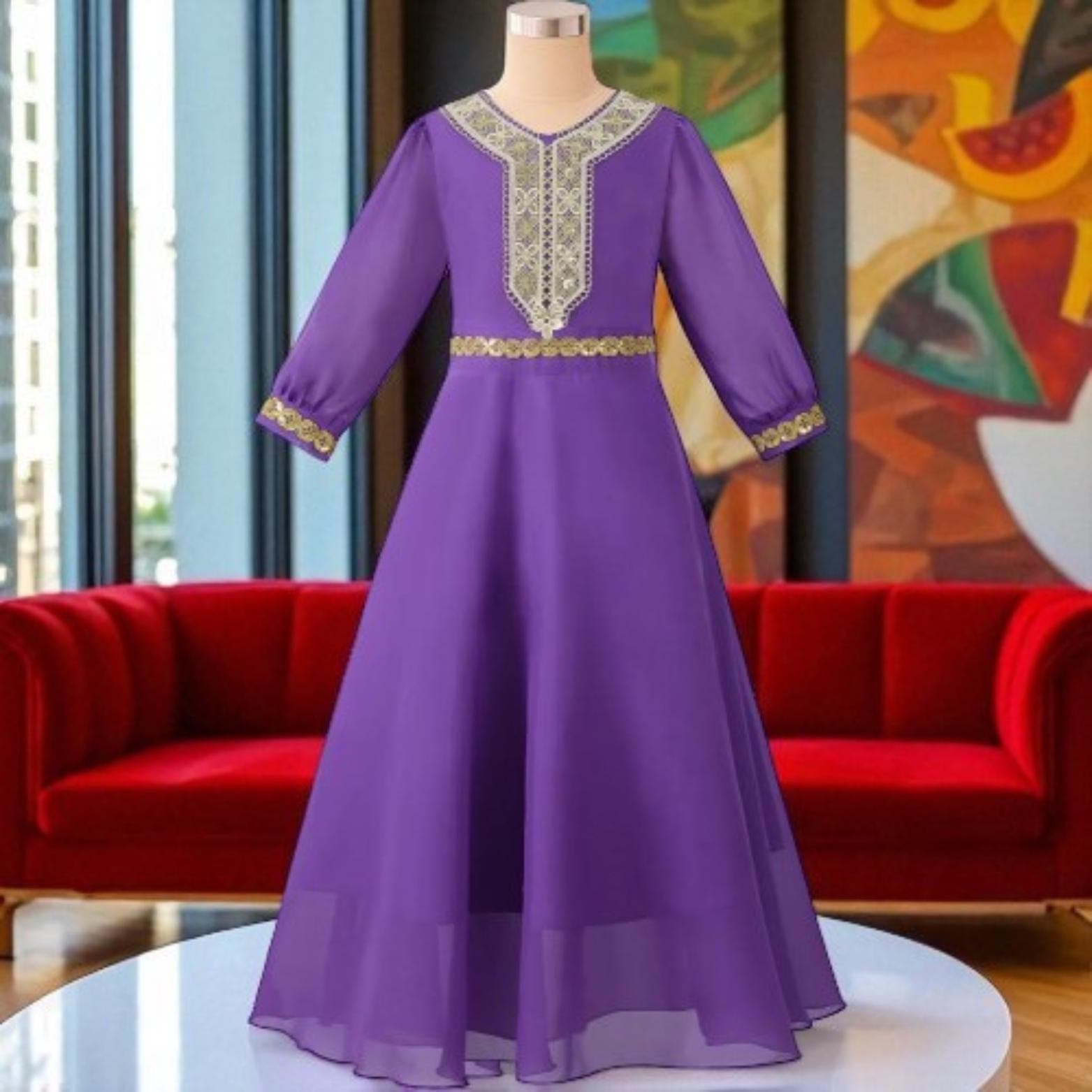 Sequin Muslim Girl Dress β Long Sleeve Ramadan Robe, Dubai Party Outfit - image 4