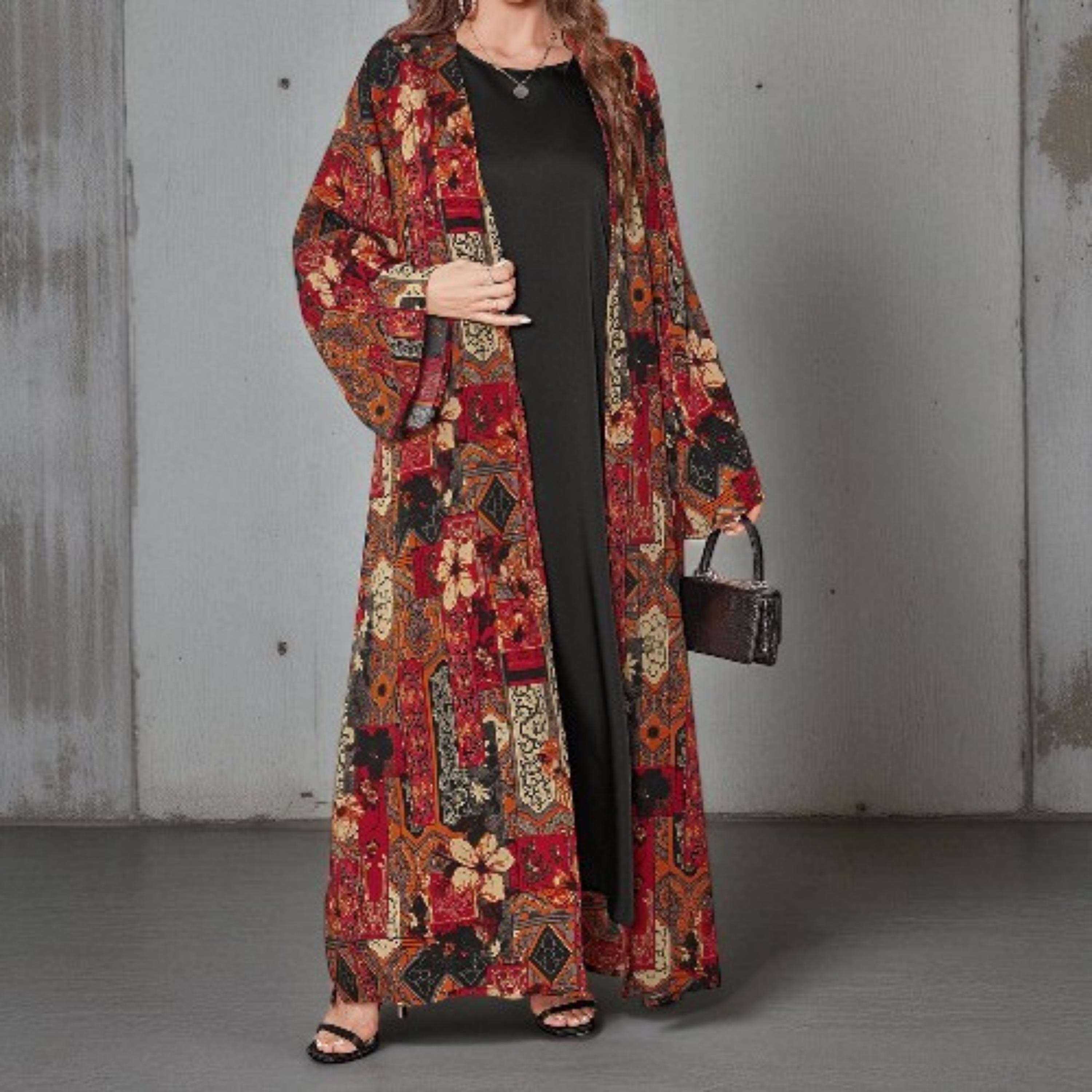 Printed Arab Abaya with Shawl β Muslim Modest Robe - image 3