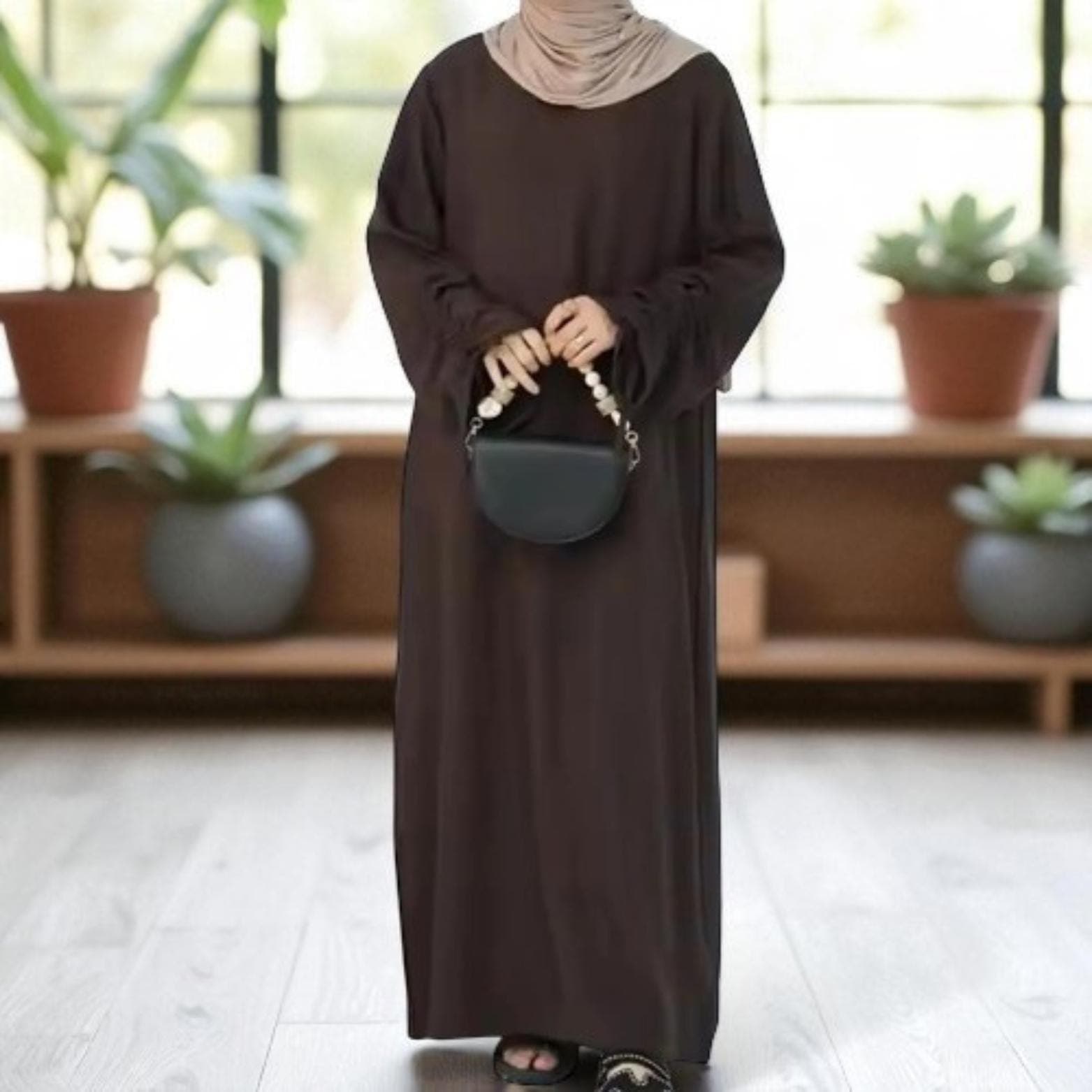 Lace-Up Sleeve Abaya Kaftan: Islamic Modest Dress - image 3