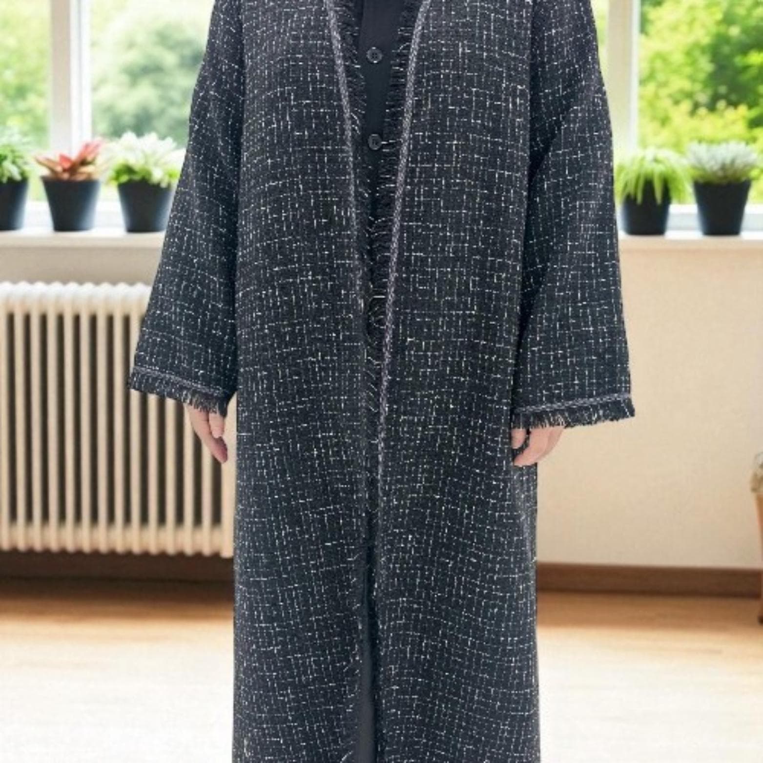 Winter Woven Abaya Dress: Islamic Modest Coat Style