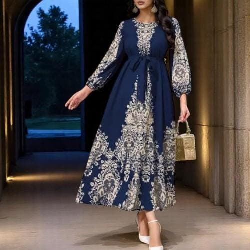 Autumn Blue Middle Eastern Abaya β Elegant Muslim Women's Dress - image 3