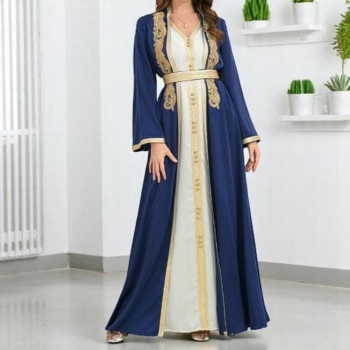 Elegant Kimono Abaya Dress: Luxury 2 Piece Muslim Set - image 4