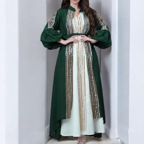 Sequin Moroccan Abaya Dress β 2-Piece Muslim Women's Maxi - image 4