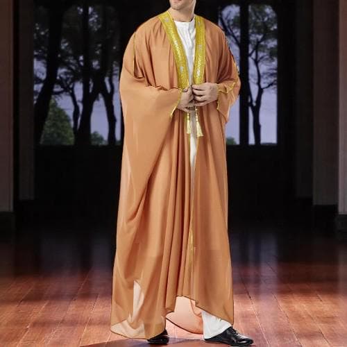 Muslim Men's Jubba Thobe: Islamic Ramadan Abaya Cardigan