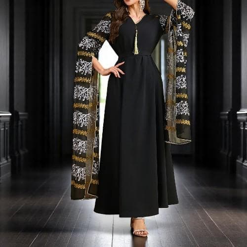 Embroidered Tassel Abaya – Dubai Ramadan Kaftan Dress