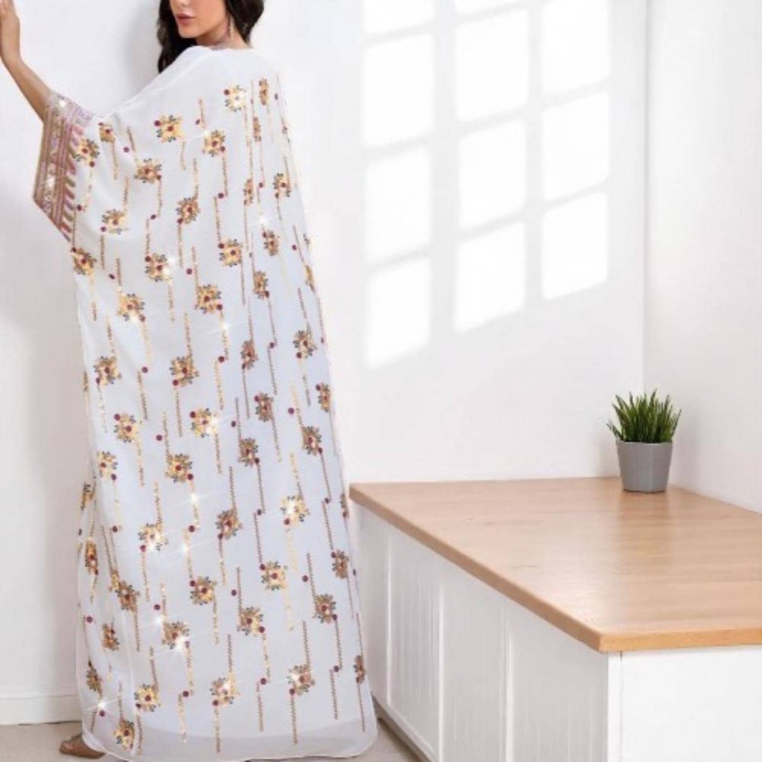 Sequin Batwing Abaya: Luxury Kaftan Dress - Eid Mubarak Robe - image 3