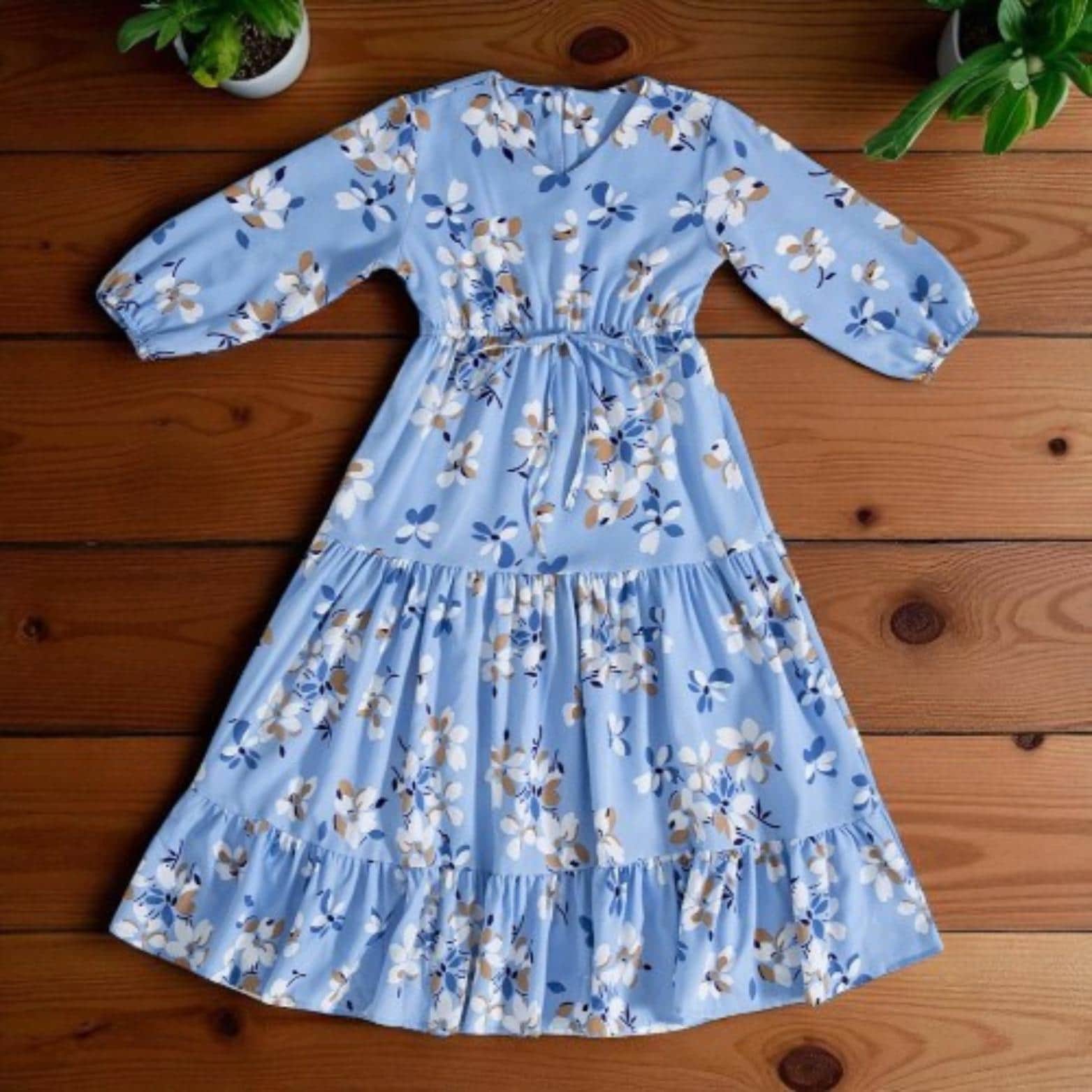 Girls' Floral Print Abaya β Muslim Eid Party Dress, Islamic Kaftan - image 3