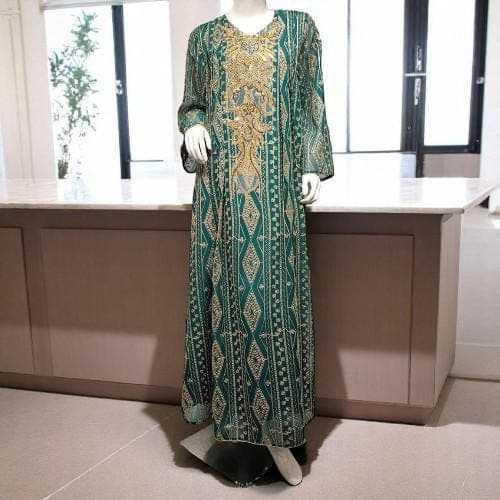 Sequin Embroidered Kaftan: Dubai Muslim Vintage Ethnic Abaya - image 3