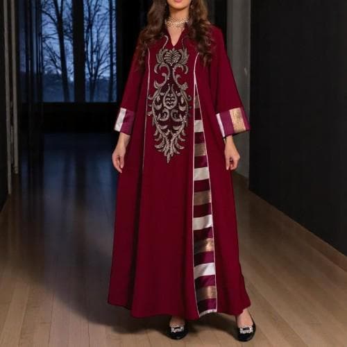 Moroccan Embroidered Abaya: Muslim Maxi Dress, Arab Kaftan Gown - image 4