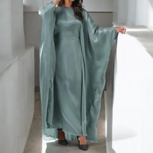 Luxury Batwing Satin Abaya: Dubai Kaftan Maxi Dress - image 3