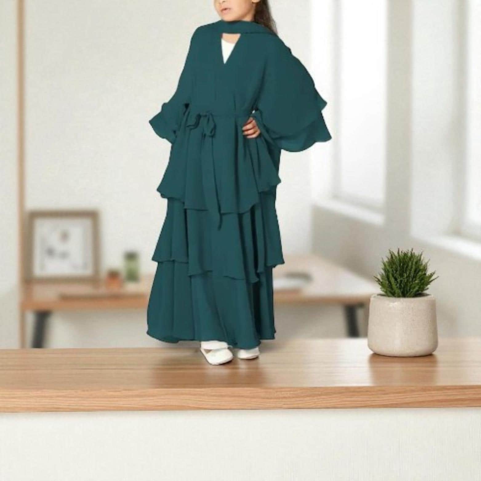 Chiffon Niqab Khimar Abaya: Muslim Prayer Dress for Women & Kids - image 4