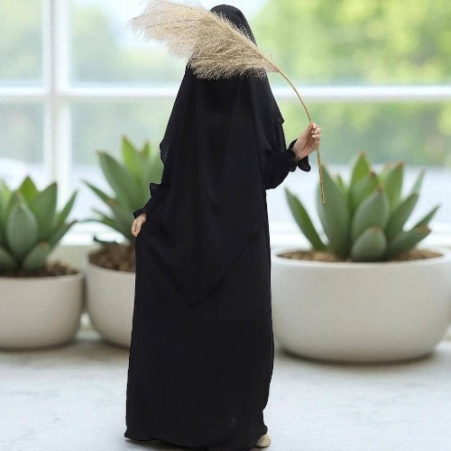 Ramadan Modest Abaya Dress with Headscarf: Islamic Kaftan Robe - image 4