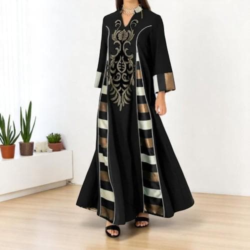 Moroccan Embroidered Abaya: Muslim Maxi Dress, Arab Kaftan Gown - image 5