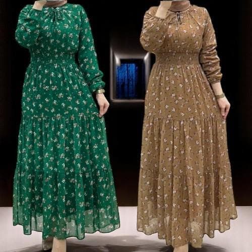 Floral Print Kaftan Abaya: Arab Long Robe Muslim Dress