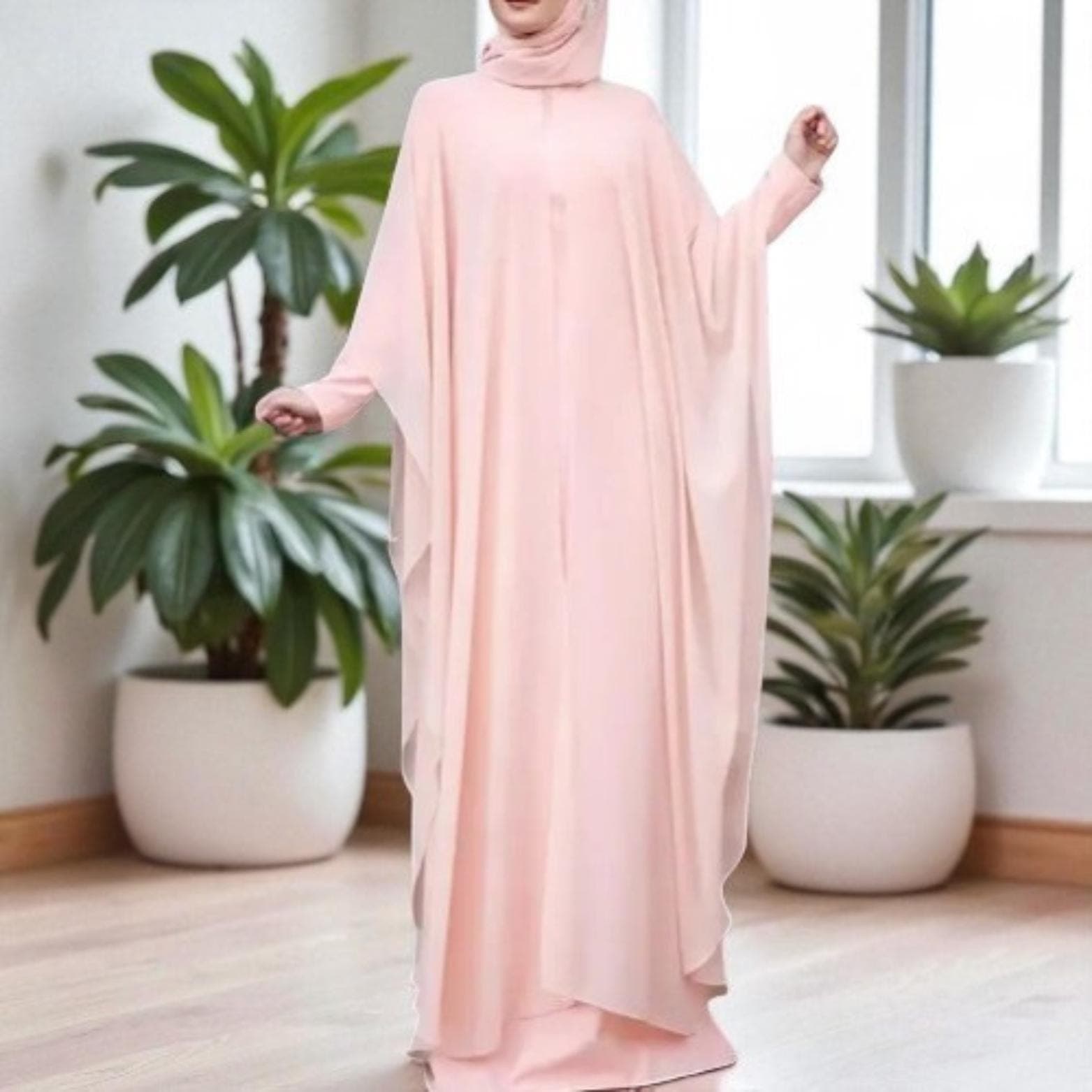 Modest Two-Piece Style Abaya: Muslim Kaftan Robe - image 4