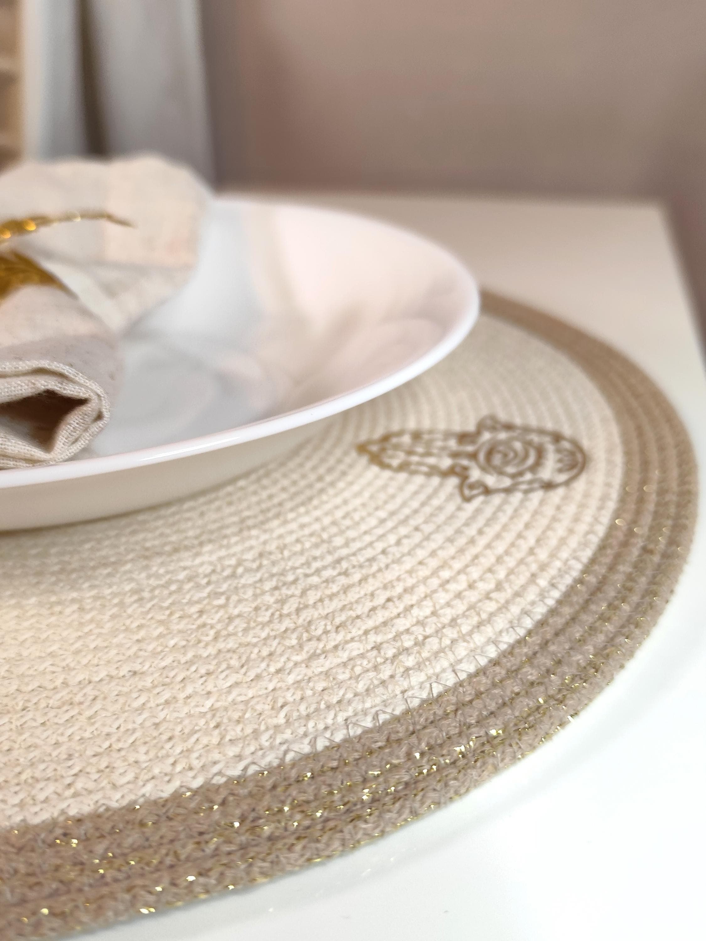 Khomsa Hand Placemats & Bread Basket Set,  Hand of Fatima Table Decor , Tunisian Boho Chic Dining and Gift Idea - image 3