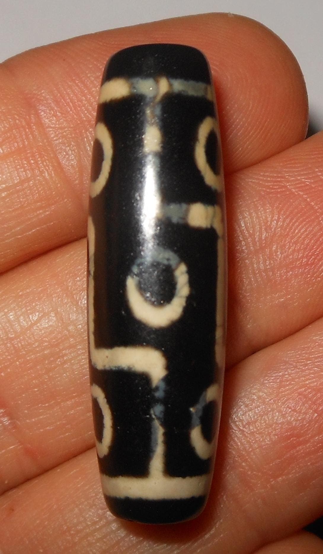 no. 167 - Rare Nine Eyes - Gzi Dzi Himalaya Tibet Amulet Bead - Man Necklace - Tibetan Mala