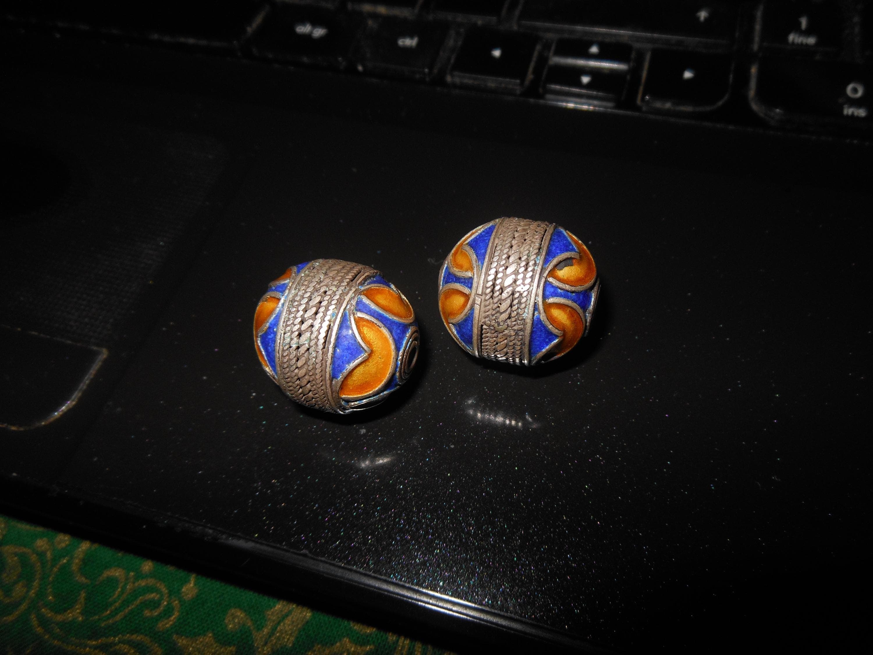2 importanti perle argento Kabyle - jewelry making beads for necklace, earrings - collana - orecchini