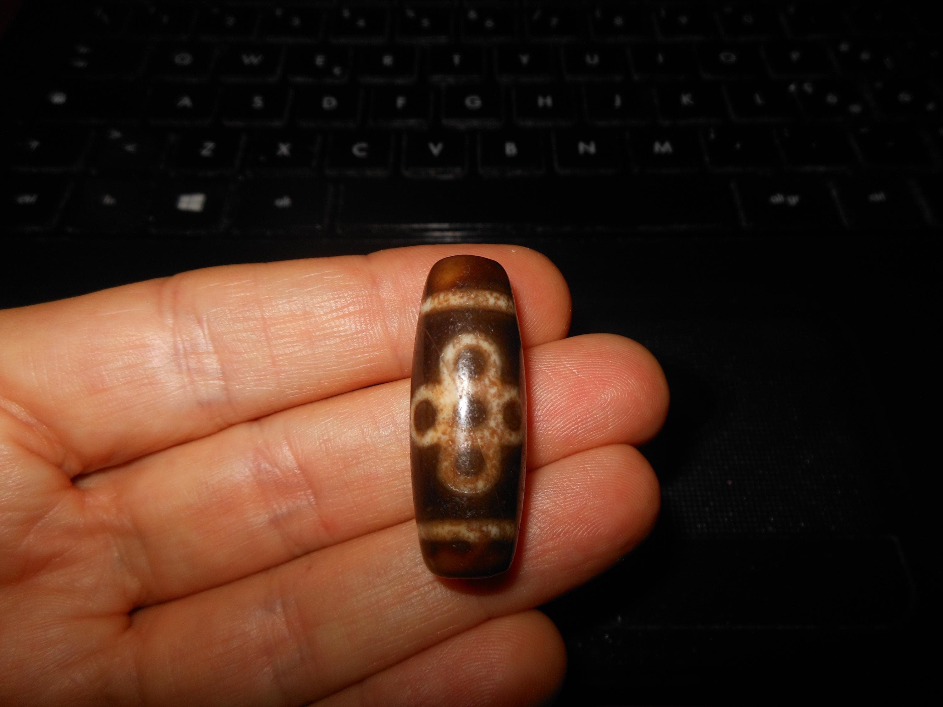 no. 145 - Garuda - Lightning and Five Eyes - Gzi Dzi Himalaya Tibet Amulet Bead - Man Necklace - Tibetan Mala - image 4