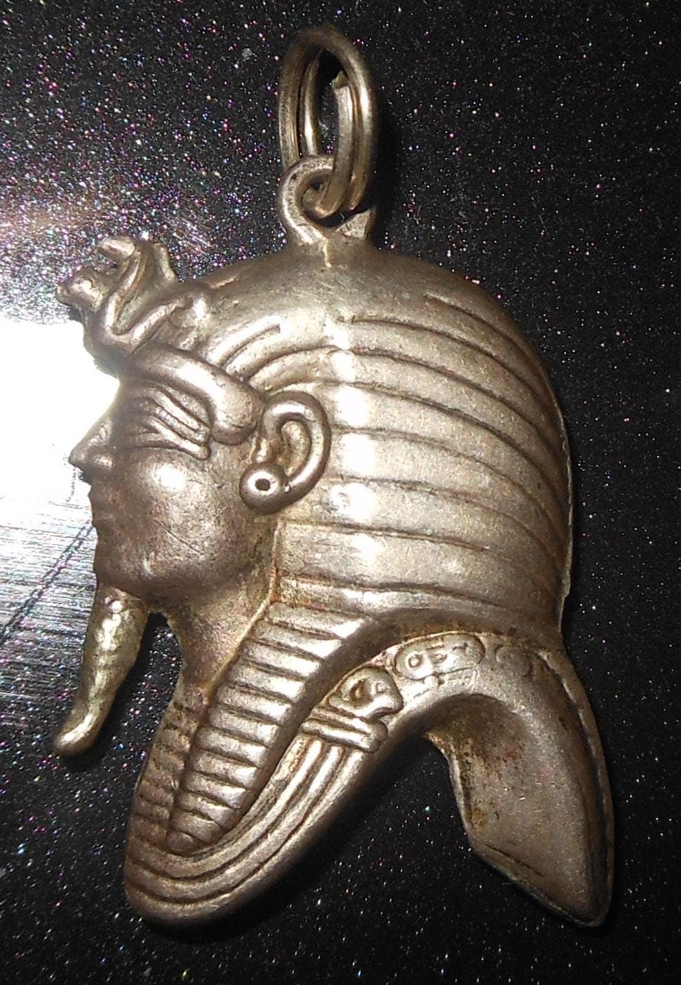 RARE Tutankhamon Mask Egypt Pharaon Silver charm pendant - image 3