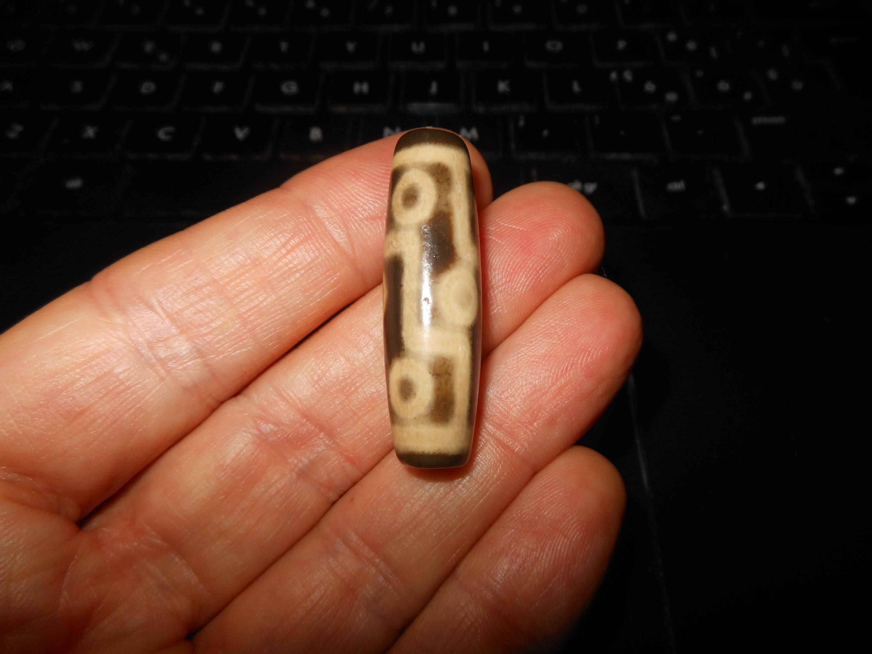no. 153 - Rare Nine Eyes - Gzi Dzi Himalaya Tibet Amulet Bead - Man Necklace - Tibetan Mala - image 5
