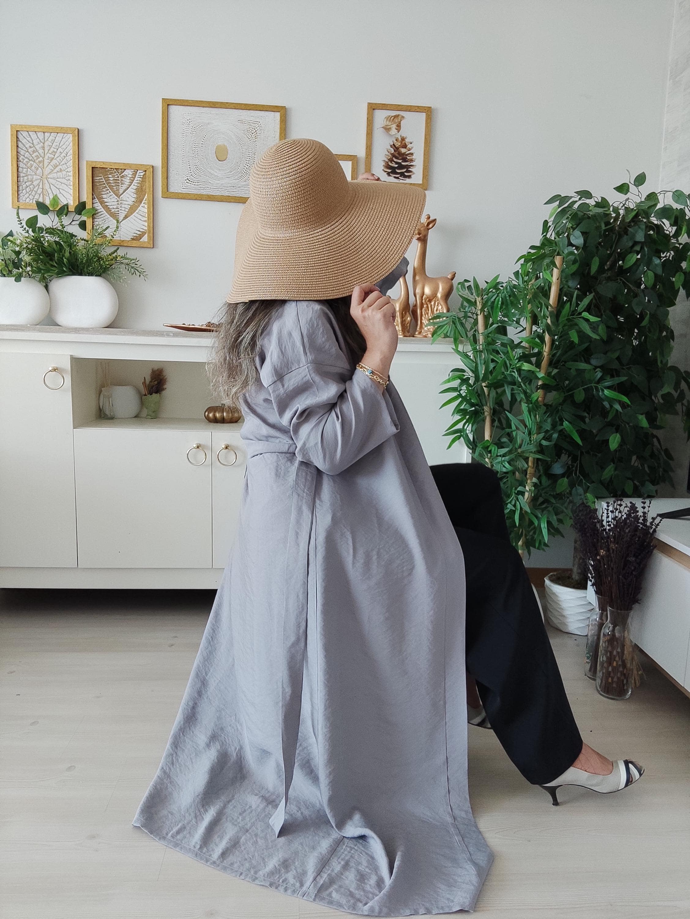 Luxury Gray Abayas Clothes | Boho Modest Fashion Kimono | Hajj, Eid, Hijab Fashion Abaya Femme
