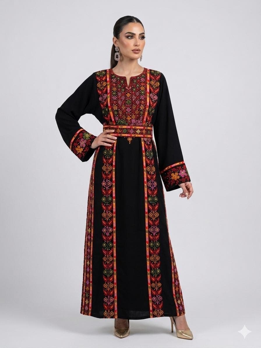 Thobe dress,bedouin dress machine embroidery, Palestinian jordanian colourful thawb - image 3