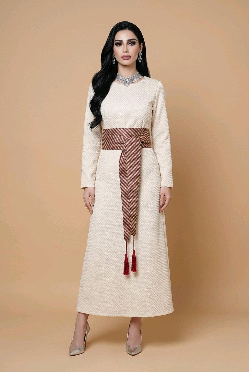 Handcrafted Palestinian Saya Belt: Striped Satin Kimono wrap belt
