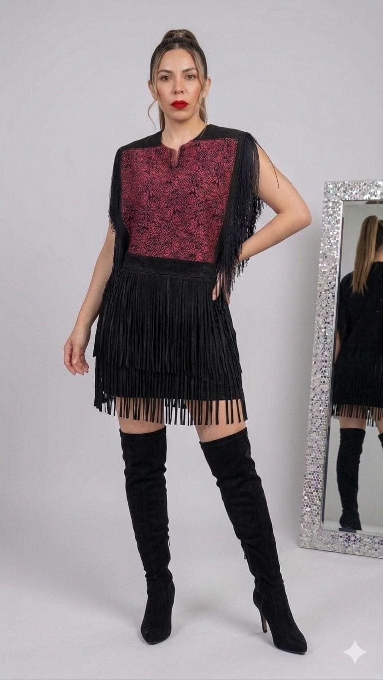Versatile vintage Thobe Top | Fringe Detail | Upcycled Statement Piece - image 5