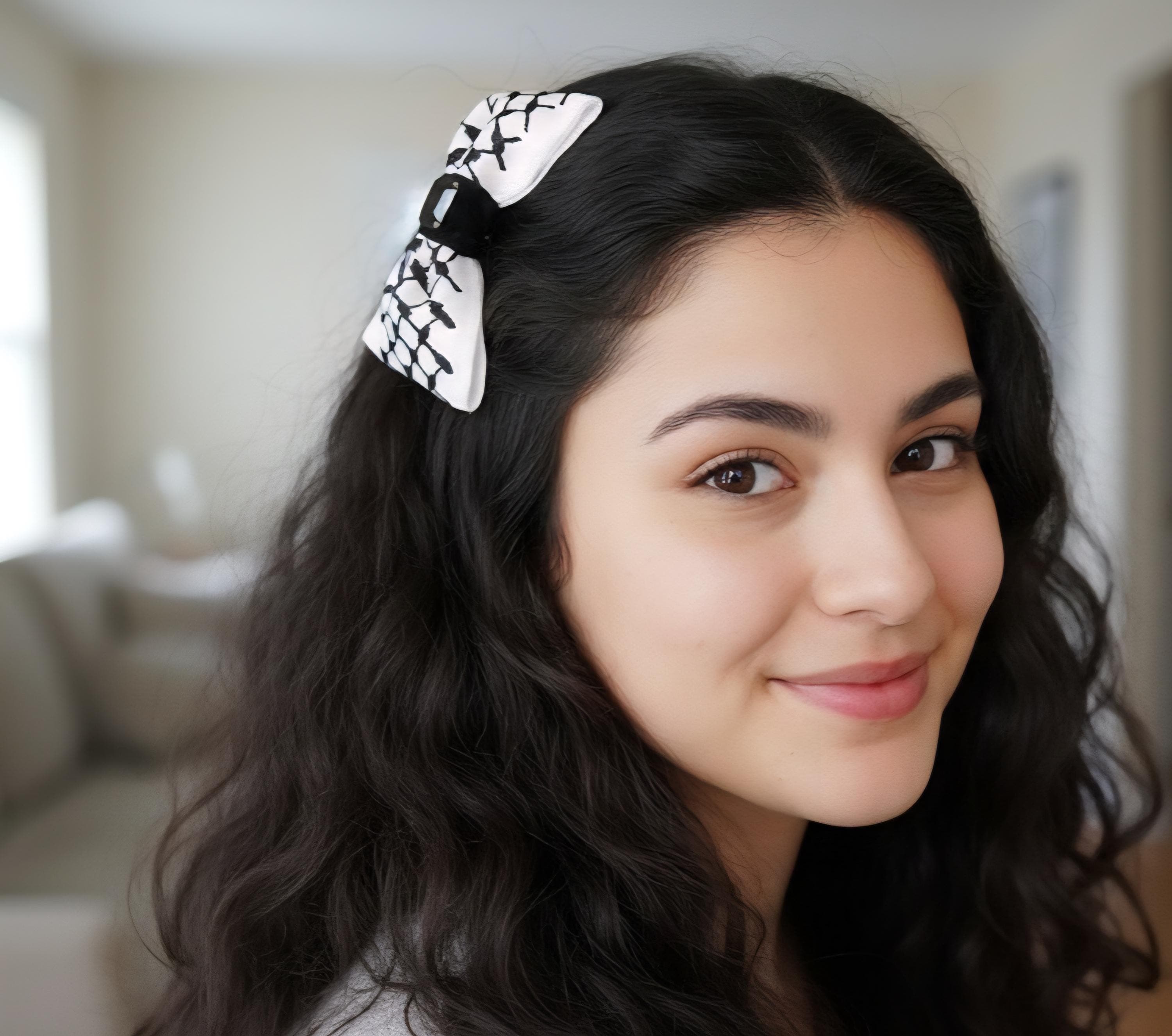 Handmade hair bow – Hair Clip, Palestinian Accessory by Darzzeh , tatreez , keffiyeh - image 4