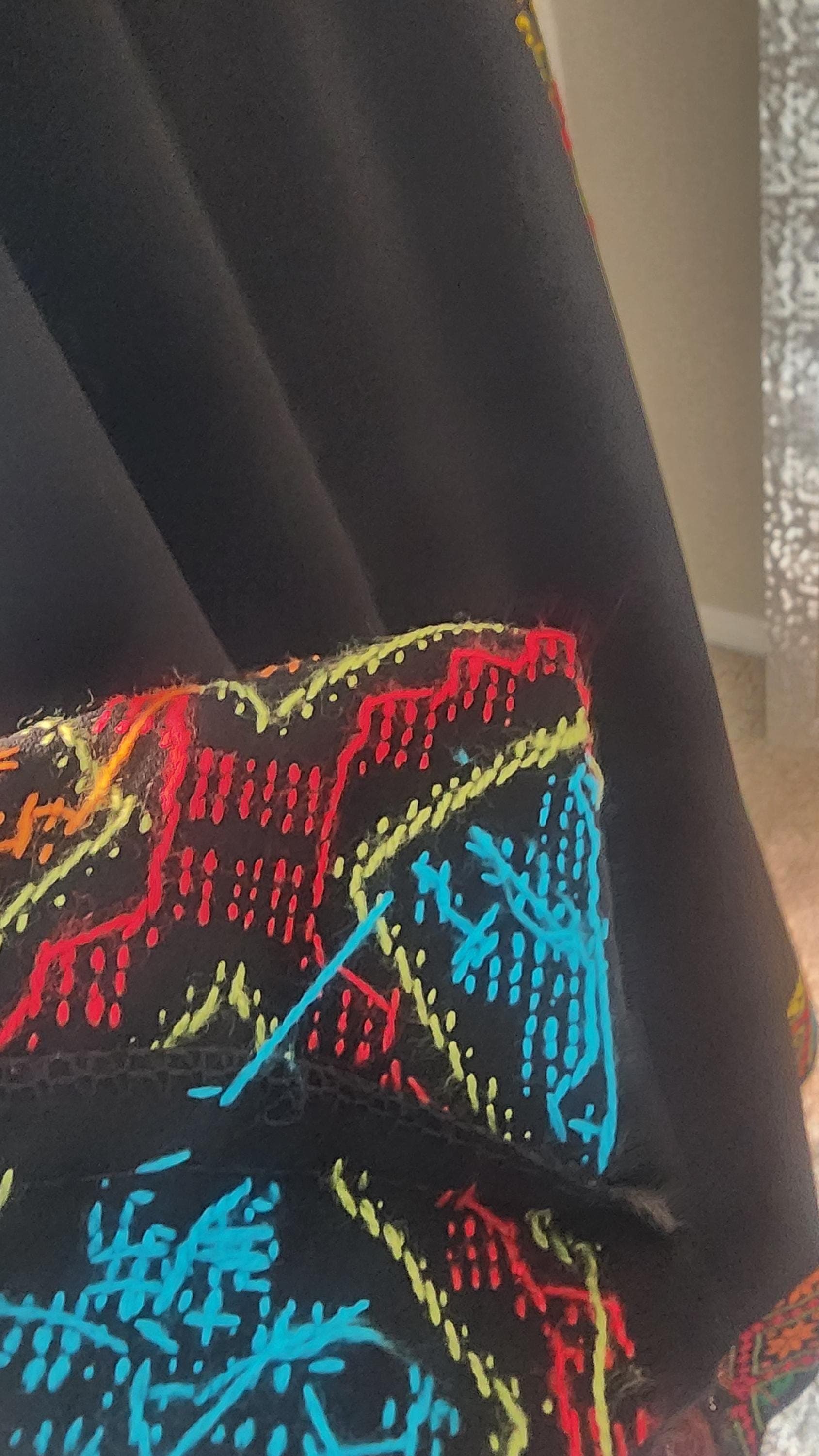 Embroidered Palestinian Abaya | Handmade Tatreez Thobe Cover-Up cape , 41 inches length - image 5