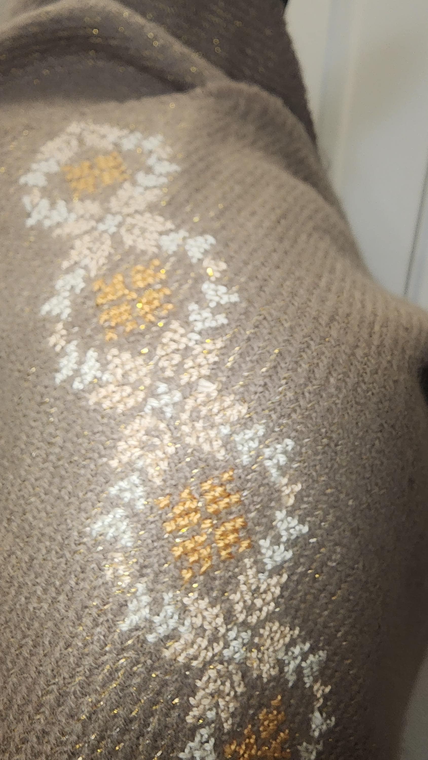 Handmade embroidery Shawl tatreez: Embroidered winter Fabric Wrap, light brown beige - image 3