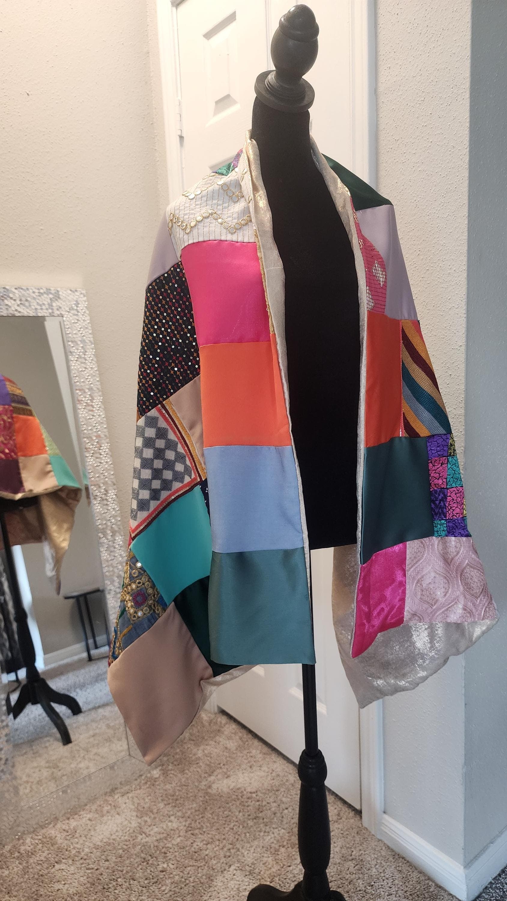 One-of-a-Kind Patchwork Statement Wrap, shawl - image 4