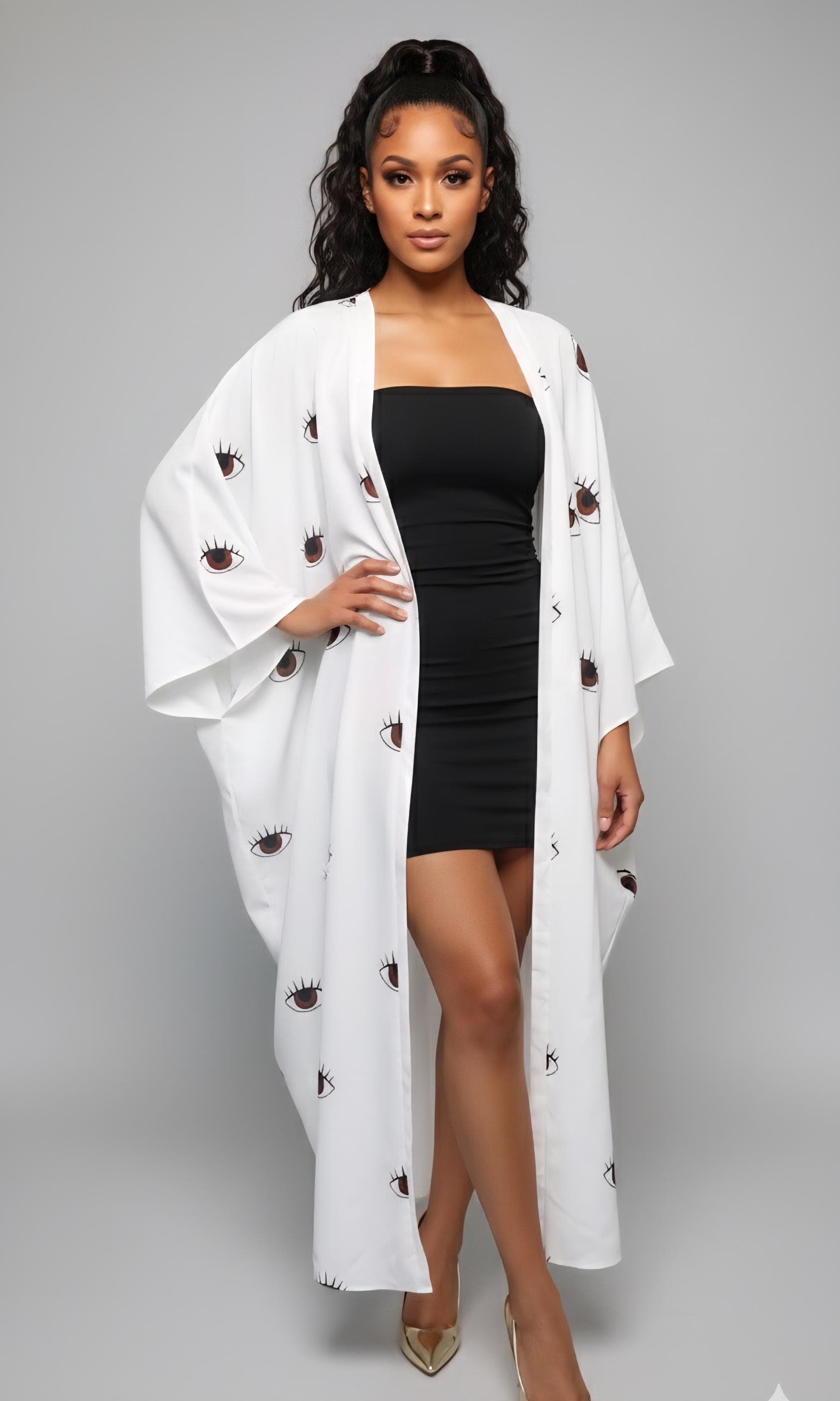 Evil eye Print Abaya Kimono: Modern kaftan  Coverup modest wear
