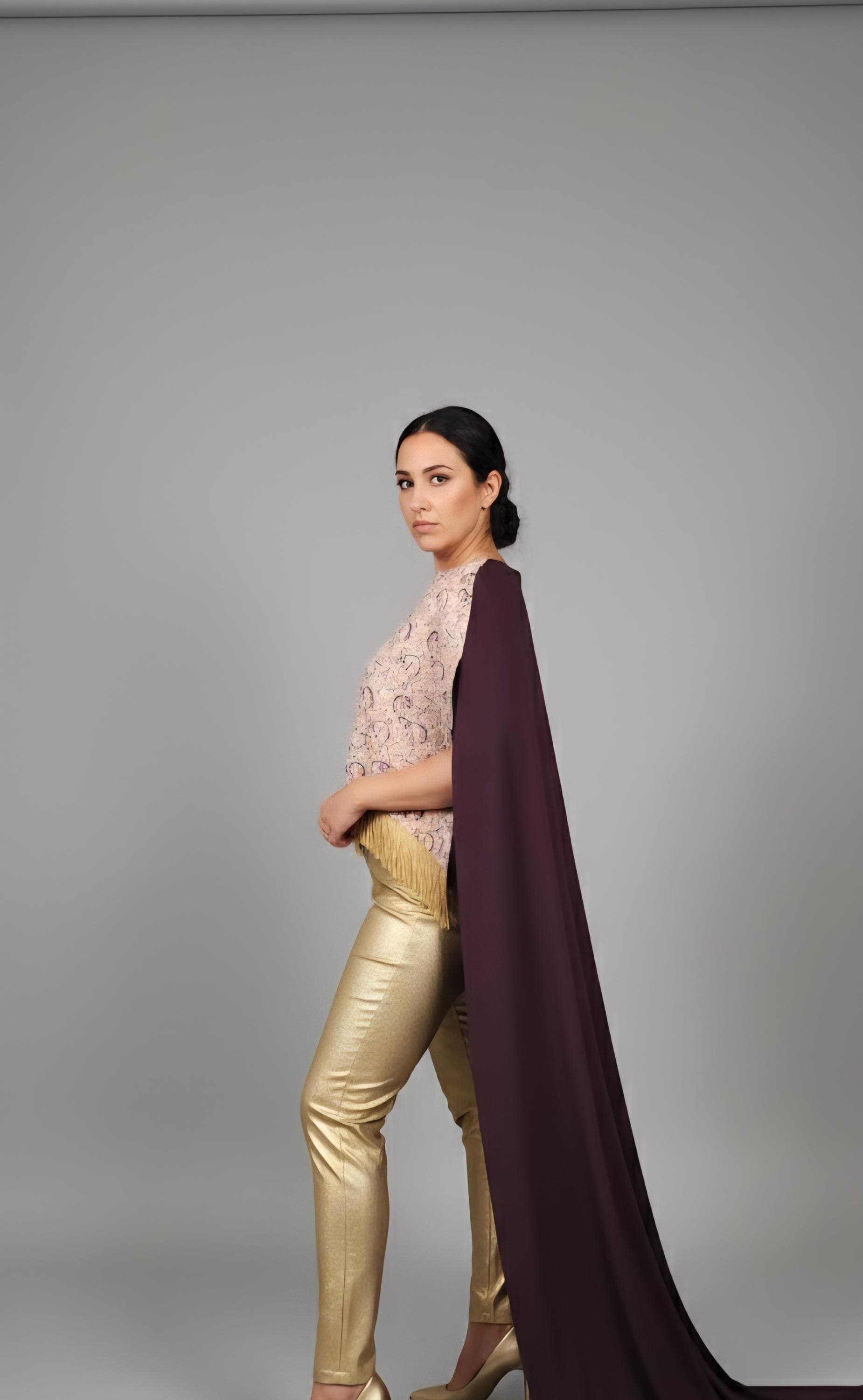 Dramatic Arabic Calligraphy Cape Blouse