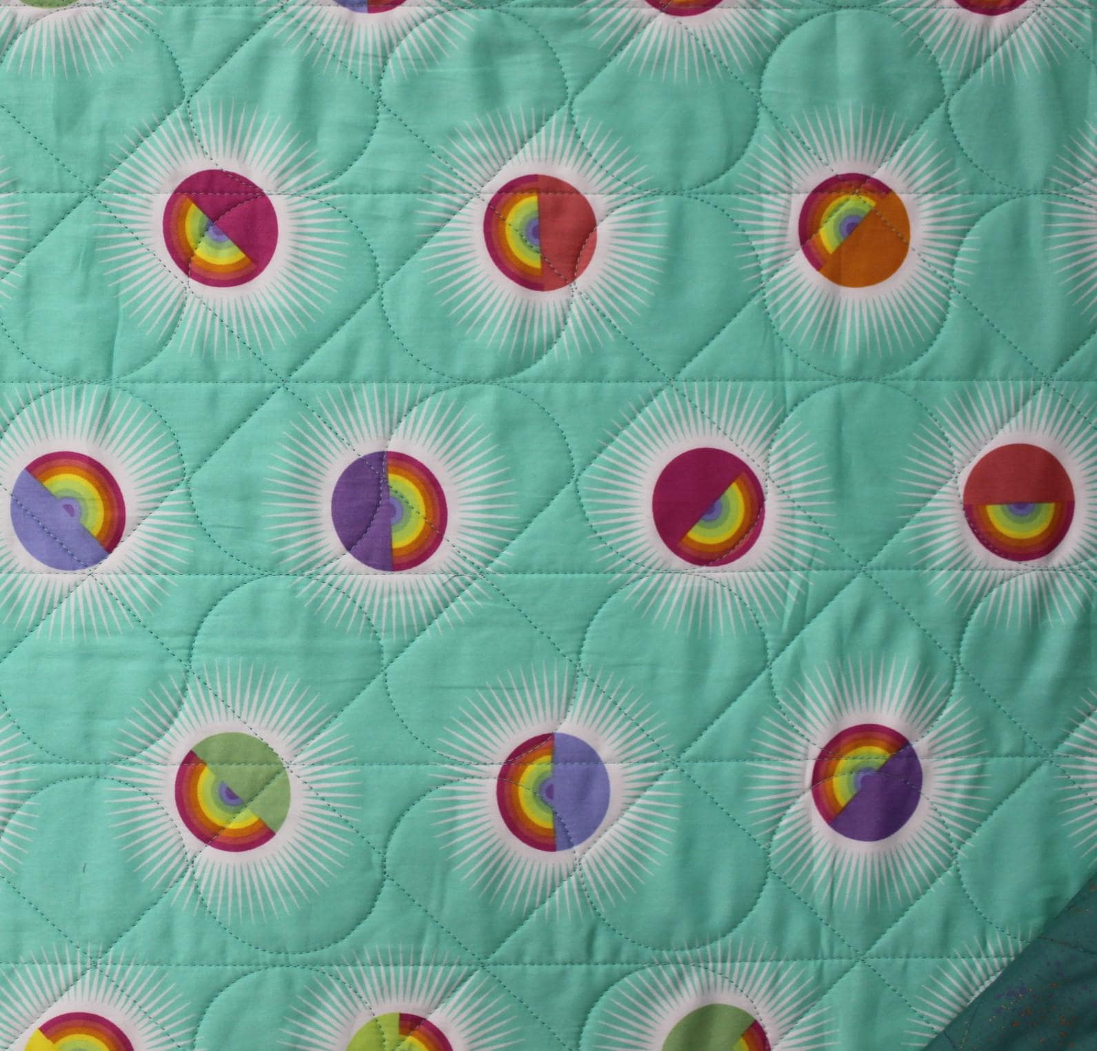 Double sided pre-quilted fabric, 3Yards, Ready for use for Jackets/Vests/Crafts, Ruby Star Speckled Metallic, FreeSpirit Tula Pink Saturdaze - image 5