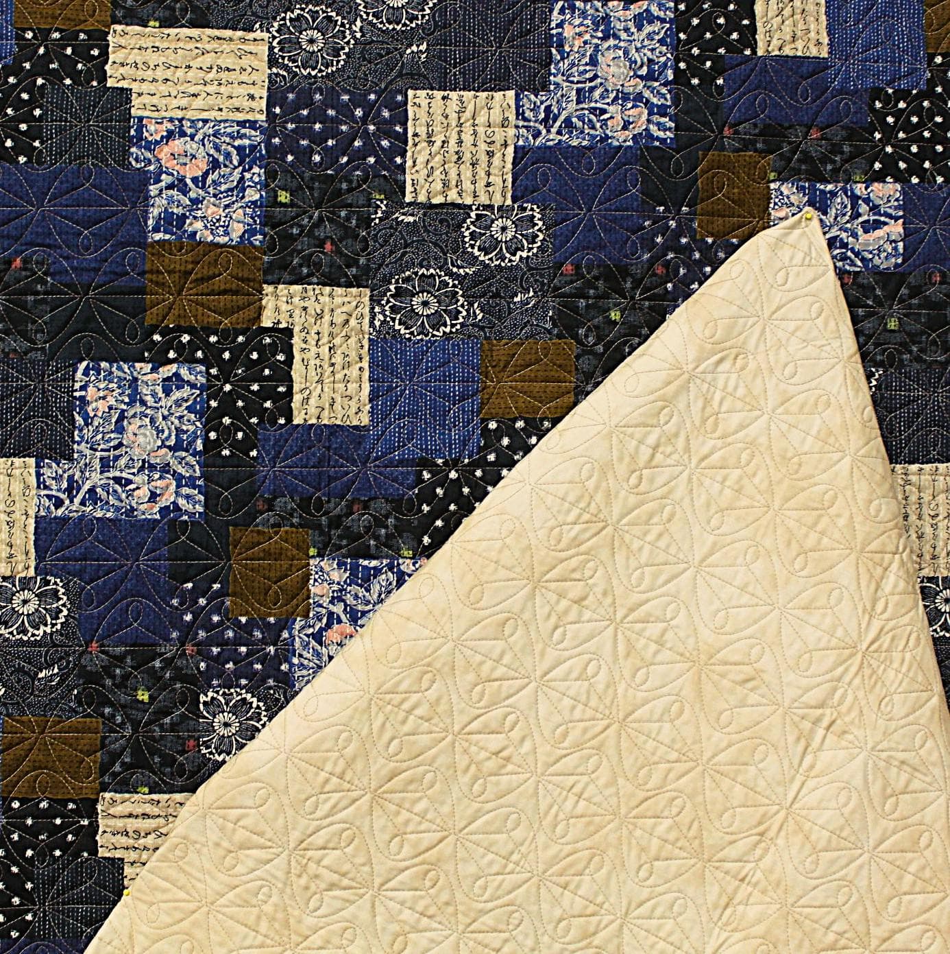 Double sided pre-quilted fabric,3 Yards,Debbie Maddy Yukata Boro Cheater Cloth, Moda Primitive Muslin Pie Crust Primitive Gatherings